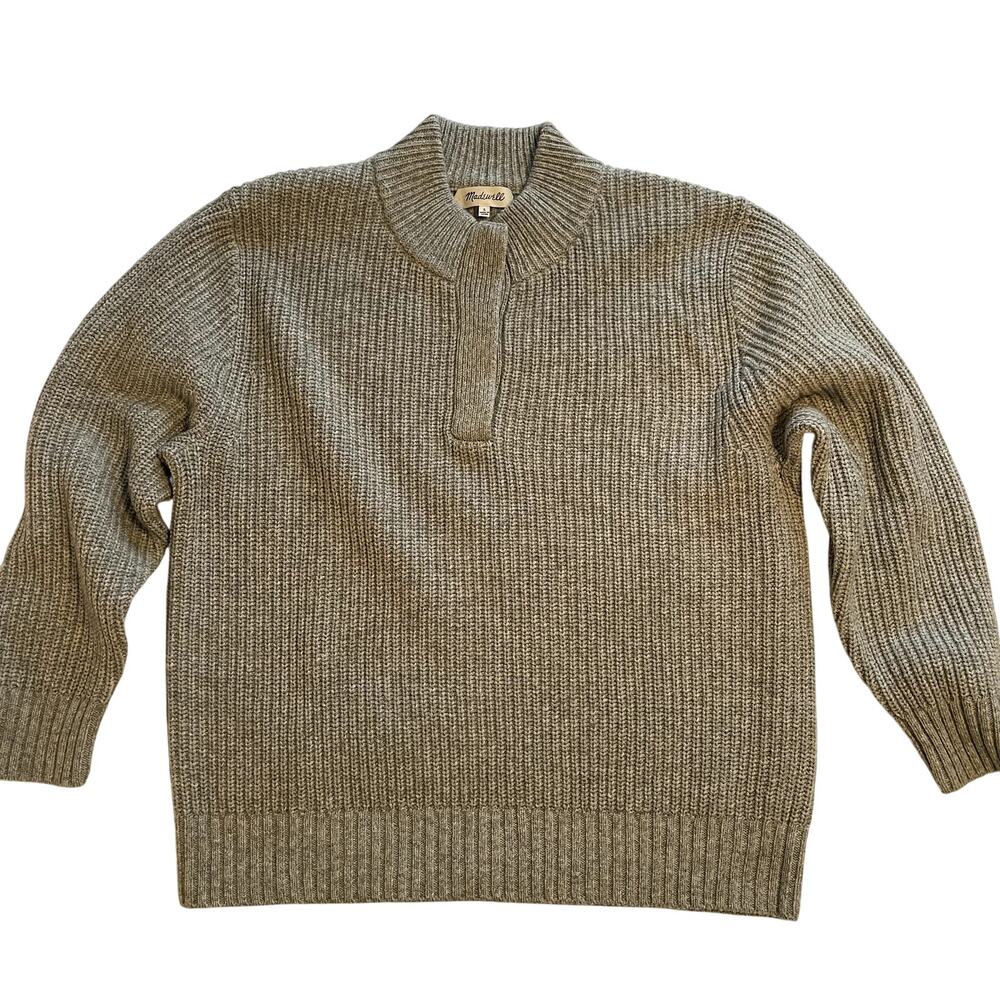 Madewell Gray Mockneck Button Up Long Sleeve Sweater Mens Large NWOT
